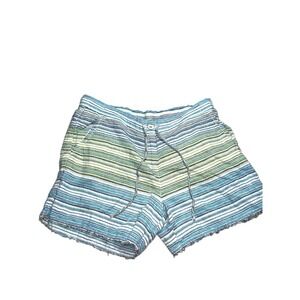 Tommy Bahama 100% Linen Shorts Womens Size L Geeen Blue Drawstring Adult